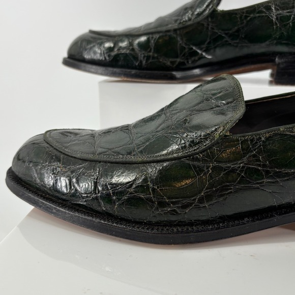 Vintage FootJoy Genuine Alligator Crocodile Loafer Green Exotic Leather Men 10.5 main image 16